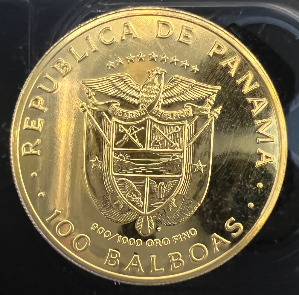 Interesting-Prototype?-Salesman-Sample?-Franklin-Mint-1975-Gold-100-Balboa